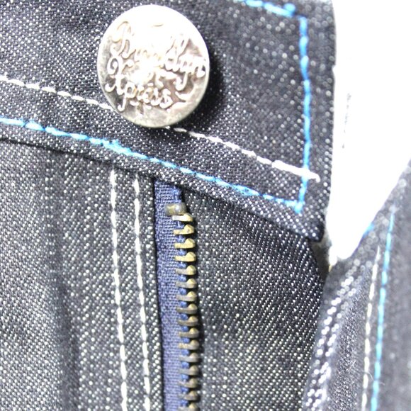 BROOKLYN XPRESS DARK BLUE MEN'S JEANS "B" 90'S GRAPHIC 36x34 BAGGY HIP HOP Y2K - Picture 5 of 9